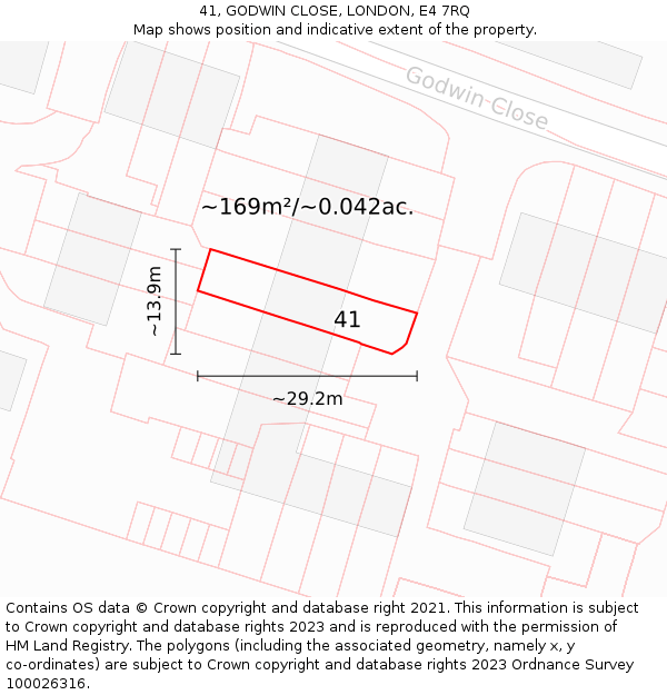 41, GODWIN CLOSE, LONDON, E4 7RQ: Plot and title map