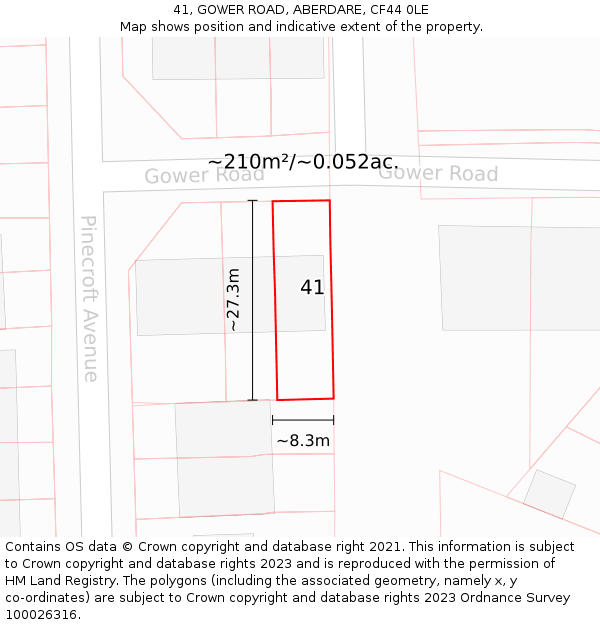 41, GOWER ROAD, ABERDARE, CF44 0LE: Plot and title map