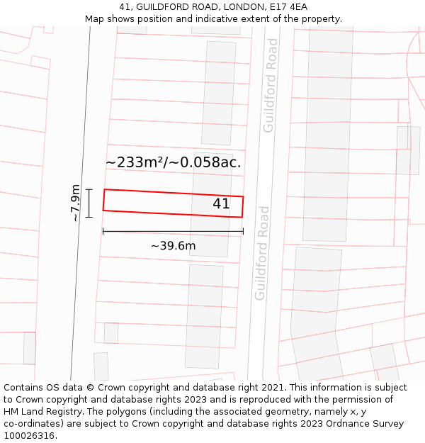 41, GUILDFORD ROAD, LONDON, E17 4EA: Plot and title map