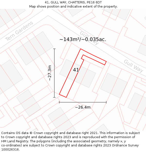 41, GULL WAY, CHATTERIS, PE16 6DT: Plot and title map