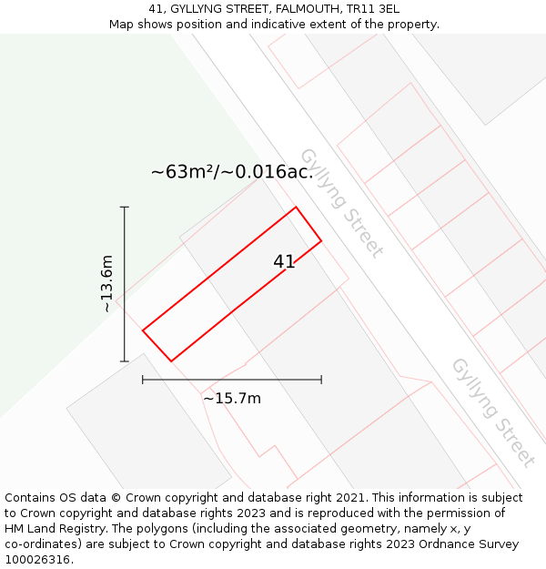 41, GYLLYNG STREET, FALMOUTH, TR11 3EL: Plot and title map