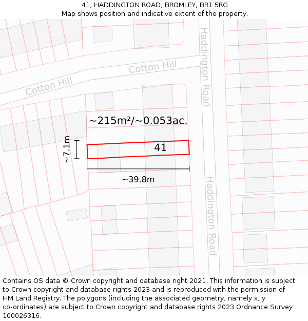 41, HADDINGTON ROAD, BROMLEY, BR1 5RG: Plot and title map
