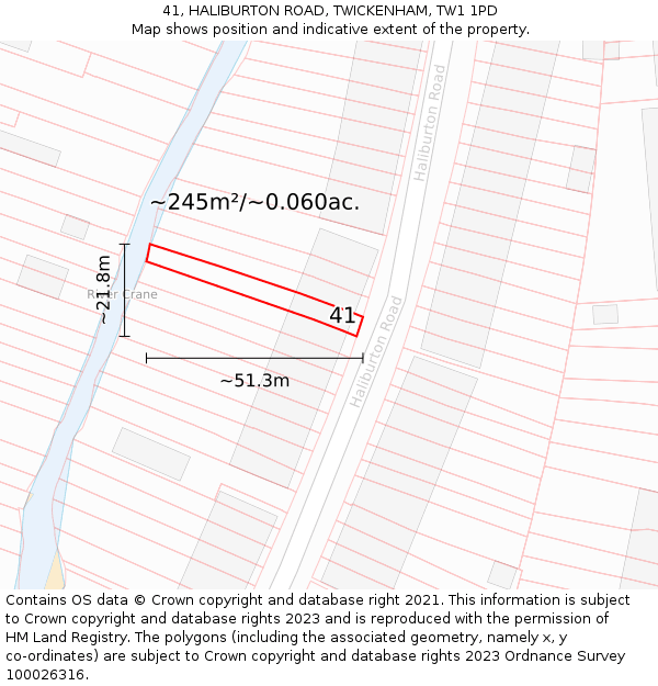 41, HALIBURTON ROAD, TWICKENHAM, TW1 1PD: Plot and title map