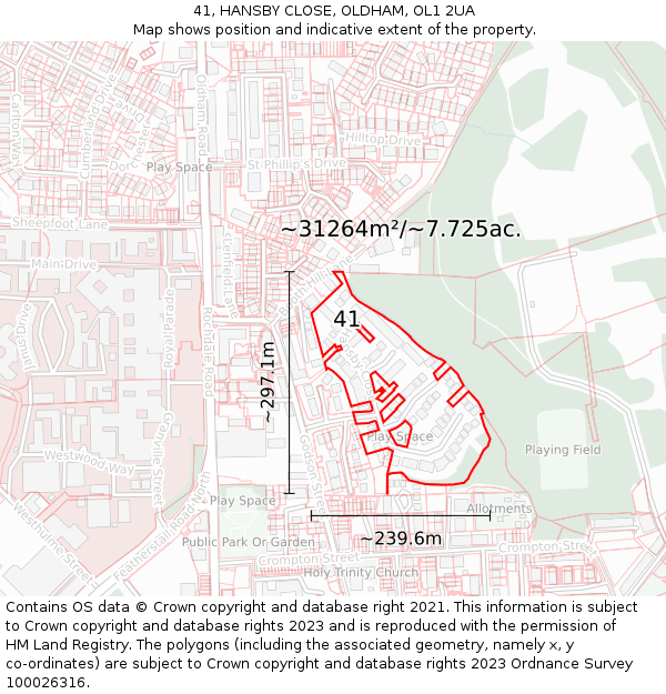 41, HANSBY CLOSE, OLDHAM, OL1 2UA: Plot and title map
