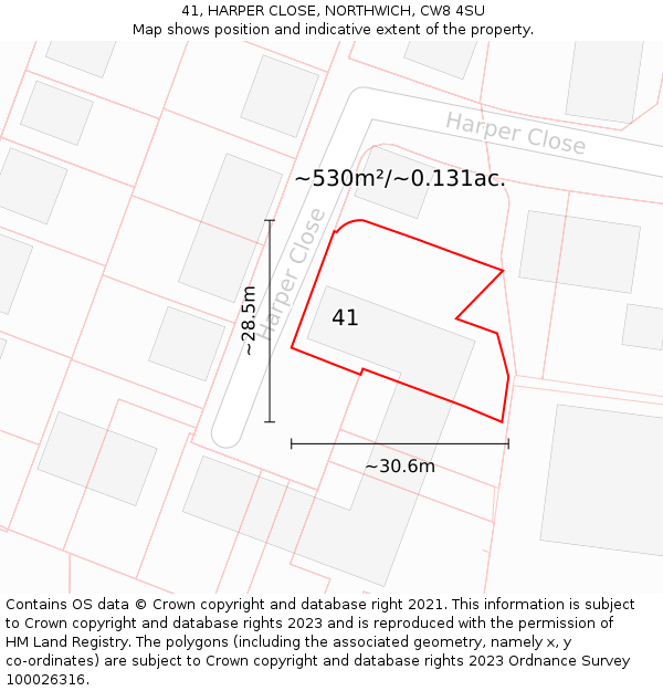 41, HARPER CLOSE, NORTHWICH, CW8 4SU: Plot and title map