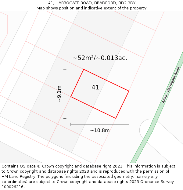 41, HARROGATE ROAD, BRADFORD, BD2 3DY: Plot and title map