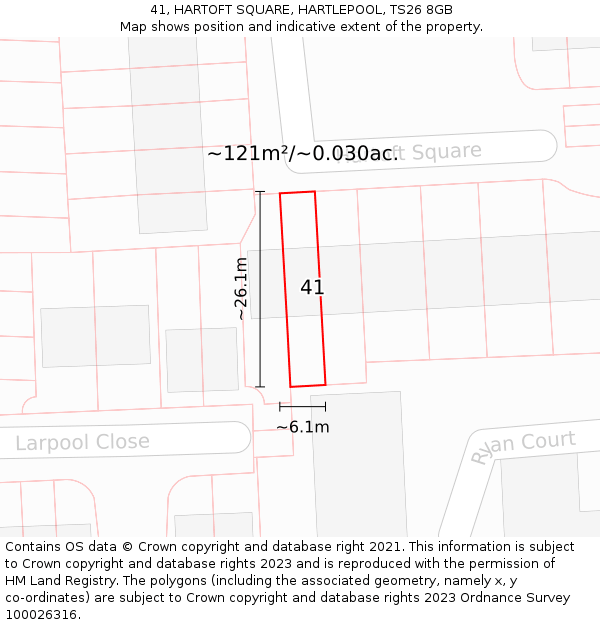41, HARTOFT SQUARE, HARTLEPOOL, TS26 8GB: Plot and title map