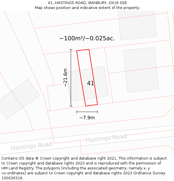 41, HASTINGS ROAD, BANBURY, OX16 0SE: Plot and title map