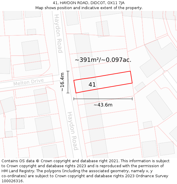 41, HAYDON ROAD, DIDCOT, OX11 7JA: Plot and title map
