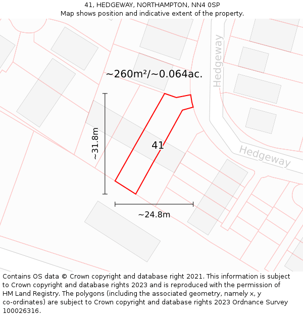 41, HEDGEWAY, NORTHAMPTON, NN4 0SP: Plot and title map
