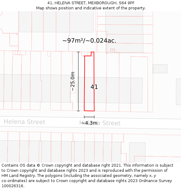 41, HELENA STREET, MEXBOROUGH, S64 9PF: Plot and title map