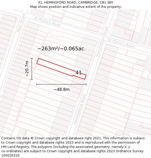 41, HEMINGFORD ROAD, CAMBRIDGE, CB1 3BY: Plot and title map