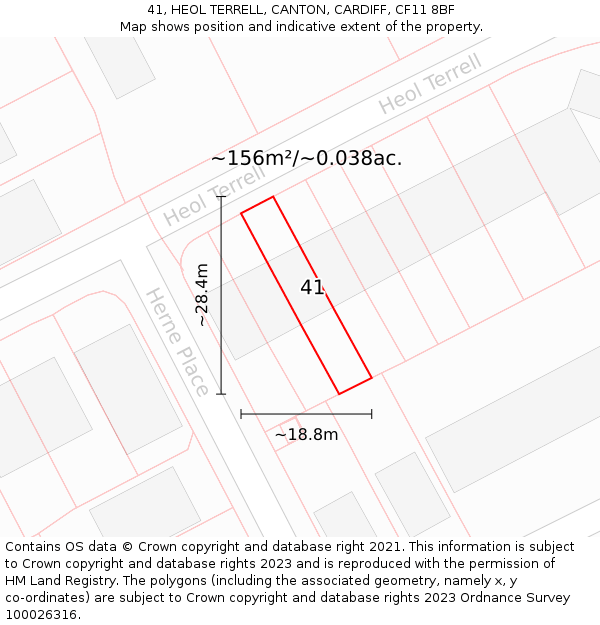 41, HEOL TERRELL, CANTON, CARDIFF, CF11 8BF: Plot and title map