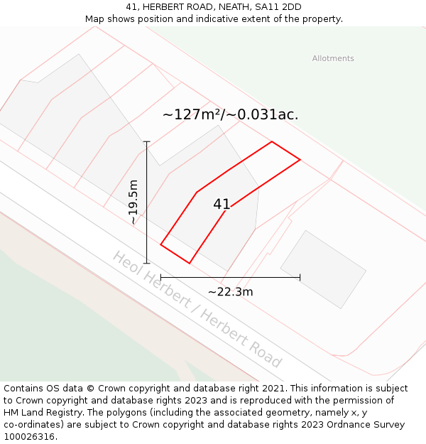 41, HERBERT ROAD, NEATH, SA11 2DD: Plot and title map