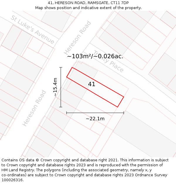 41, HERESON ROAD, RAMSGATE, CT11 7DP: Plot and title map