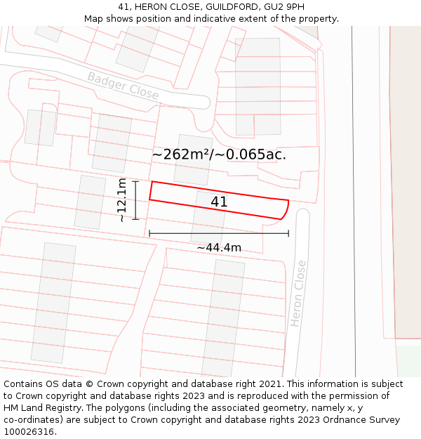 41, HERON CLOSE, GUILDFORD, GU2 9PH: Plot and title map