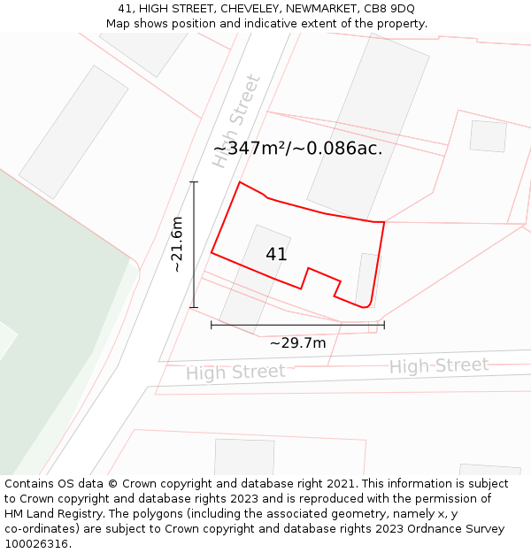 41, HIGH STREET, CHEVELEY, NEWMARKET, CB8 9DQ: Plot and title map