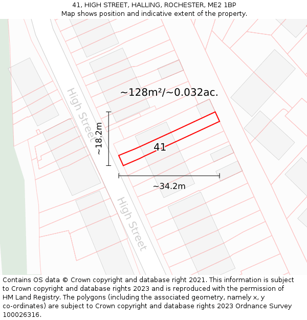 41, HIGH STREET, HALLING, ROCHESTER, ME2 1BP: Plot and title map