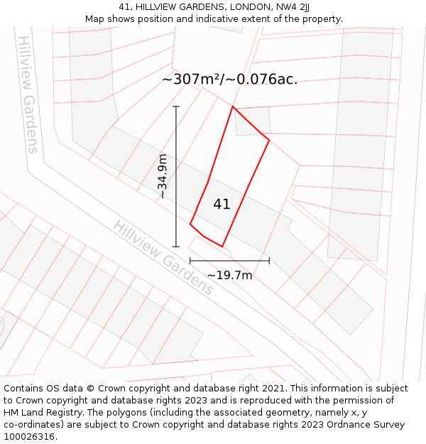 41, HILLVIEW GARDENS, LONDON, NW4 2JJ: Plot and title map