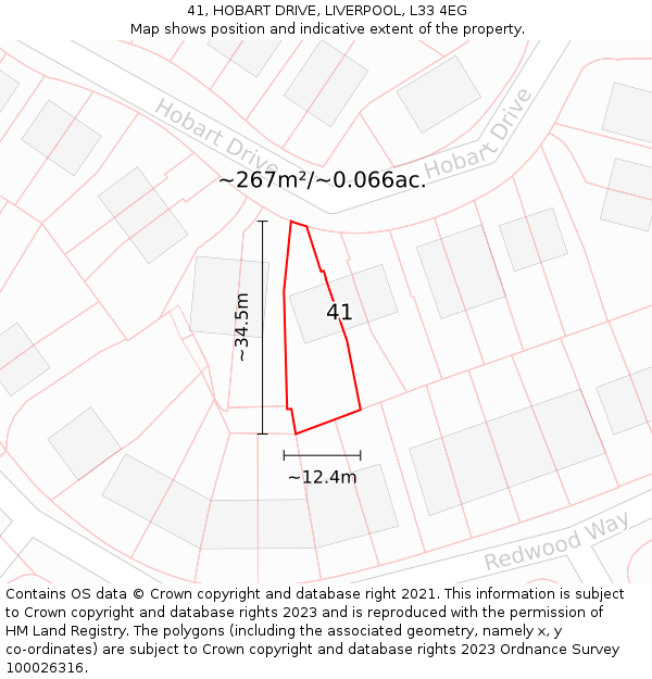 41, HOBART DRIVE, LIVERPOOL, L33 4EG: Plot and title map