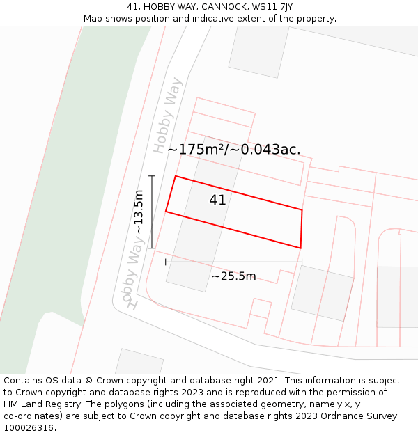 41, HOBBY WAY, CANNOCK, WS11 7JY: Plot and title map