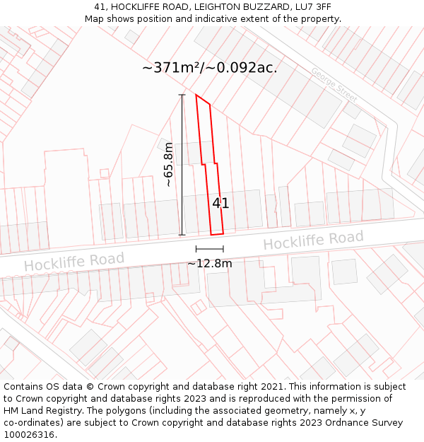 41, HOCKLIFFE ROAD, LEIGHTON BUZZARD, LU7 3FF: Plot and title map