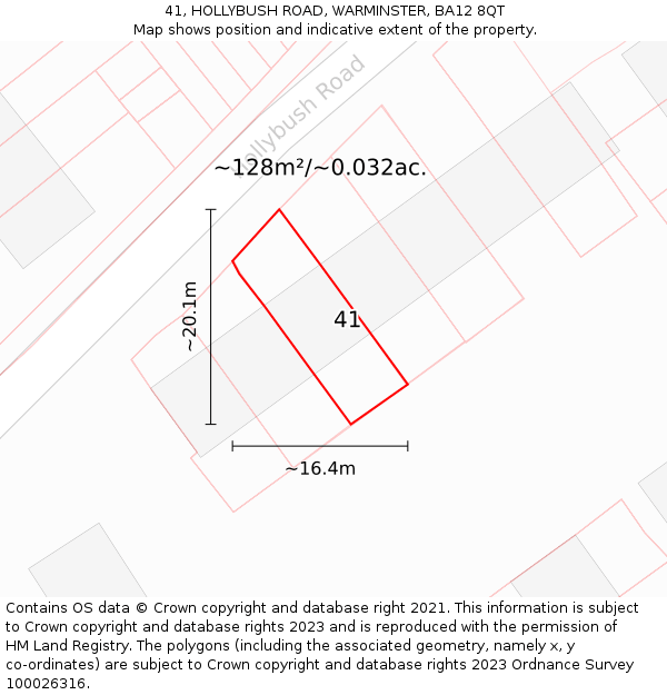 41, HOLLYBUSH ROAD, WARMINSTER, BA12 8QT: Plot and title map