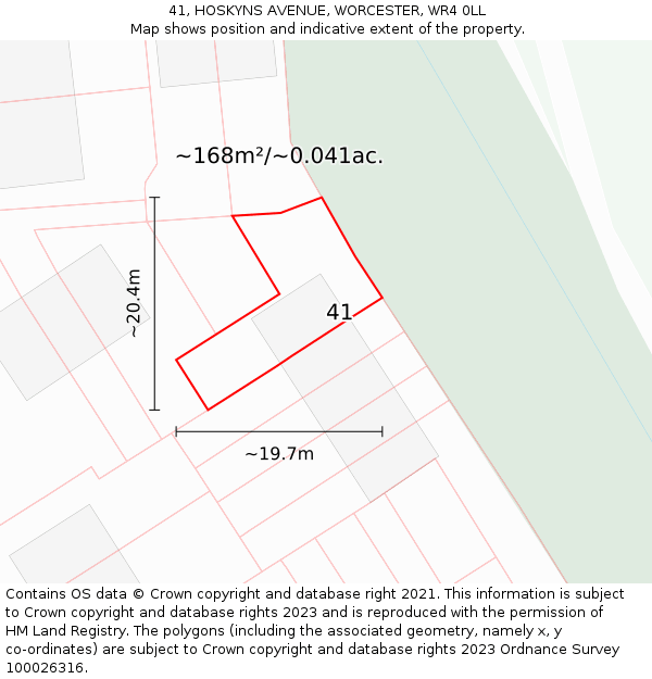 41, HOSKYNS AVENUE, WORCESTER, WR4 0LL: Plot and title map