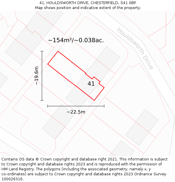 41, HOULDSWORTH DRIVE, CHESTERFIELD, S41 0BP: Plot and title map