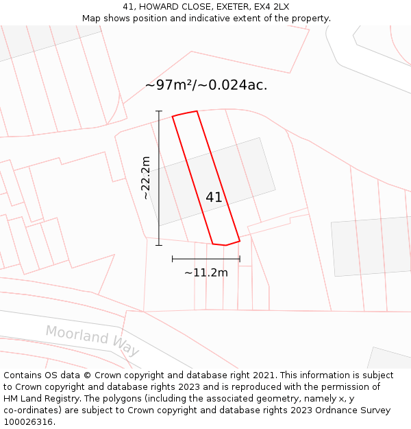 41, HOWARD CLOSE, EXETER, EX4 2LX: Plot and title map