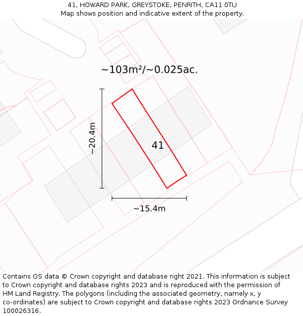 41, HOWARD PARK, GREYSTOKE, PENRITH, CA11 0TU: Plot and title map