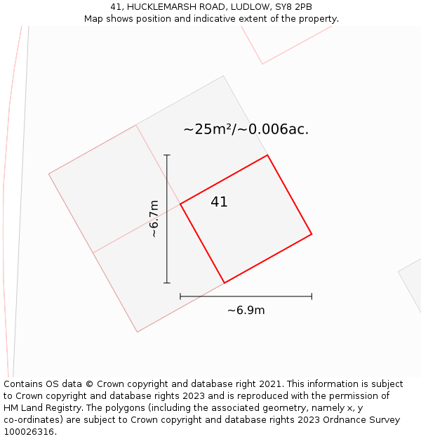 41, HUCKLEMARSH ROAD, LUDLOW, SY8 2PB: Plot and title map