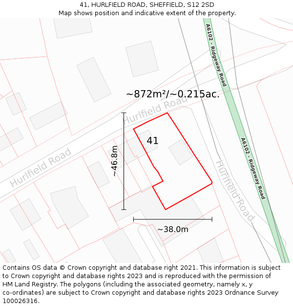 41, HURLFIELD ROAD, SHEFFIELD, S12 2SD: Plot and title map