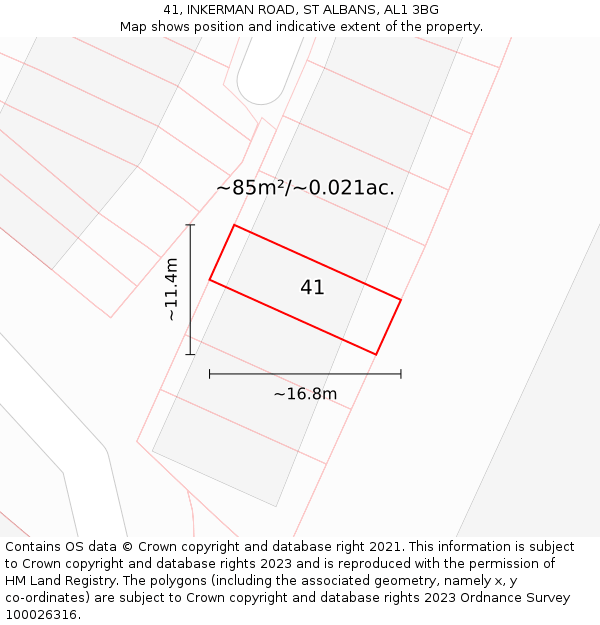 41, INKERMAN ROAD, ST ALBANS, AL1 3BG: Plot and title map