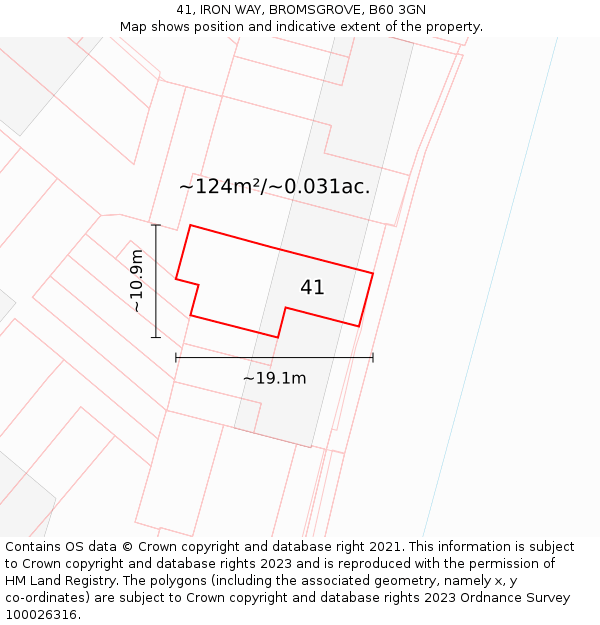 41, IRON WAY, BROMSGROVE, B60 3GN: Plot and title map