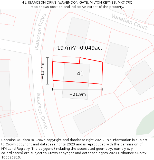 41, ISAACSON DRIVE, WAVENDON GATE, MILTON KEYNES, MK7 7RQ: Plot and title map