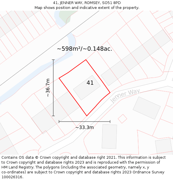 41, JENNER WAY, ROMSEY, SO51 8PD: Plot and title map