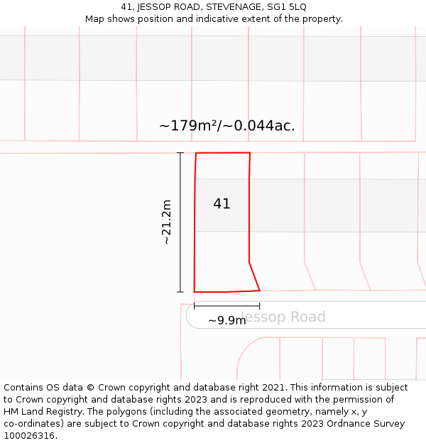 41, JESSOP ROAD, STEVENAGE, SG1 5LQ: Plot and title map