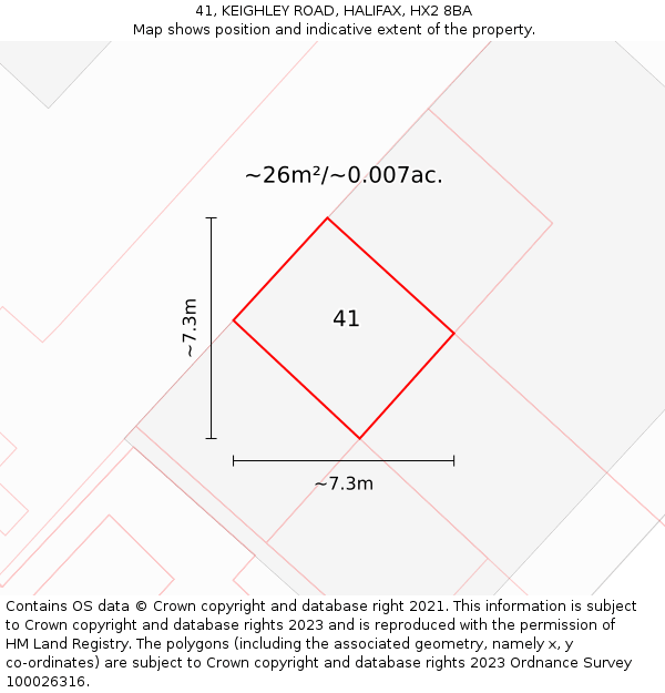 41, KEIGHLEY ROAD, HALIFAX, HX2 8BA: Plot and title map