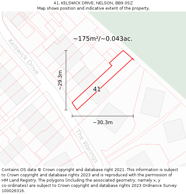 41, KELSWICK DRIVE, NELSON, BB9 0SZ: Plot and title map
