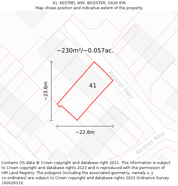 41, KESTREL WAY, BICESTER, OX26 6YA: Plot and title map