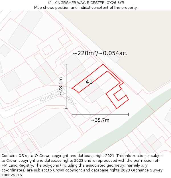 41, KINGFISHER WAY, BICESTER, OX26 6YB: Plot and title map