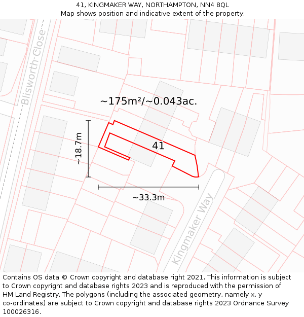 41, KINGMAKER WAY, NORTHAMPTON, NN4 8QL: Plot and title map