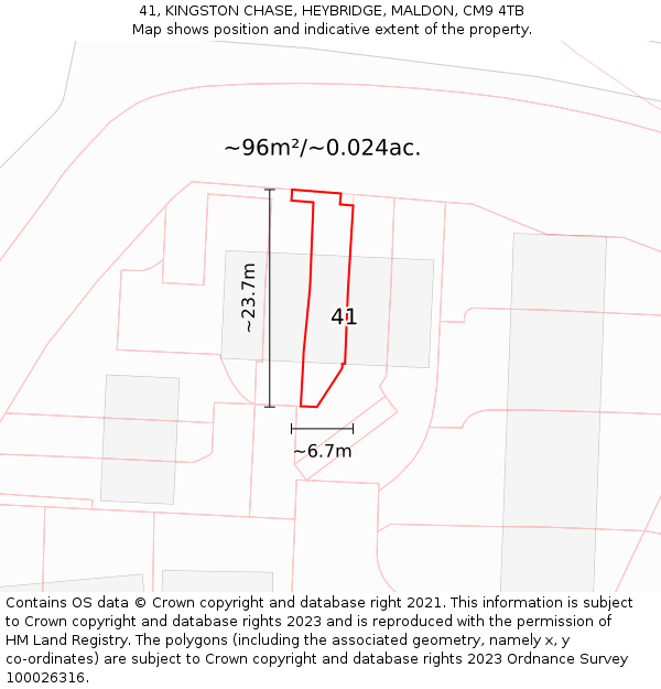 41, KINGSTON CHASE, HEYBRIDGE, MALDON, CM9 4TB: Plot and title map