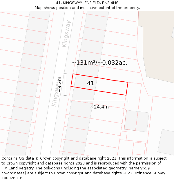 41, KINGSWAY, ENFIELD, EN3 4HS: Plot and title map