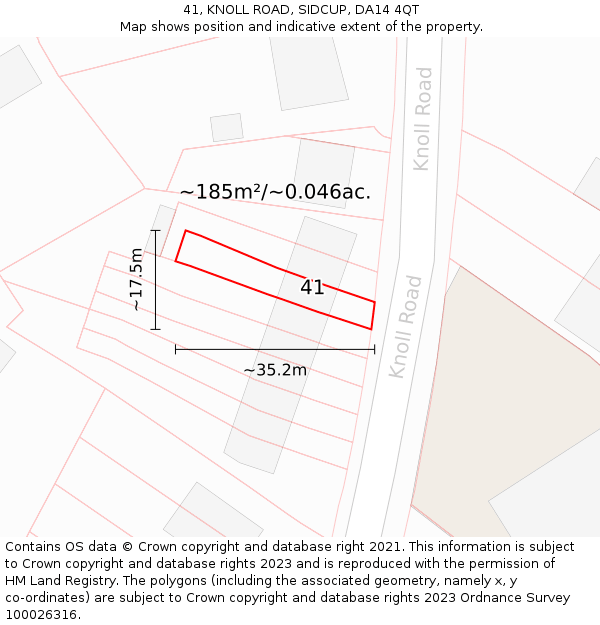 41, KNOLL ROAD, SIDCUP, DA14 4QT: Plot and title map
