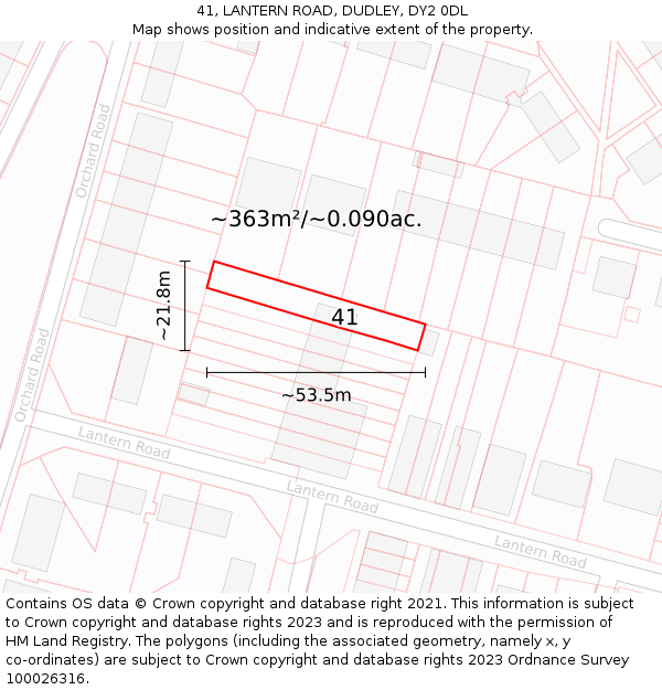 41, LANTERN ROAD, DUDLEY, DY2 0DL: Plot and title map