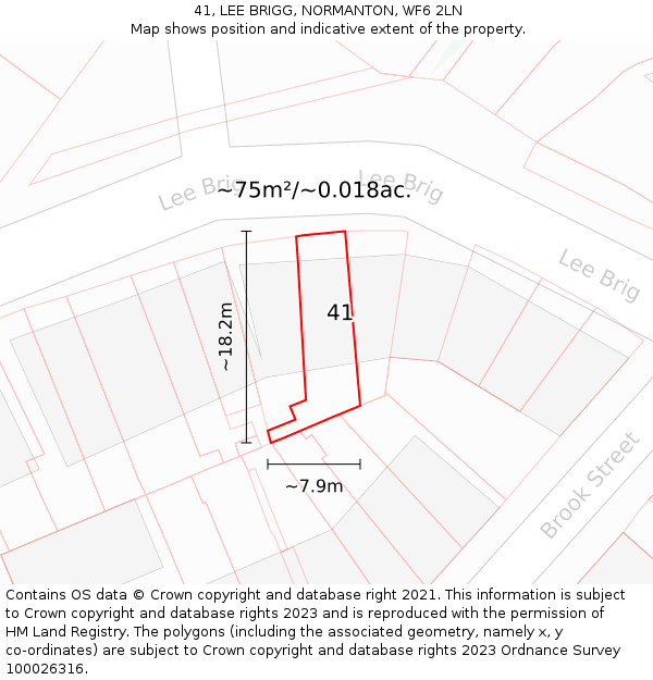 41, LEE BRIGG, NORMANTON, WF6 2LN: Plot and title map