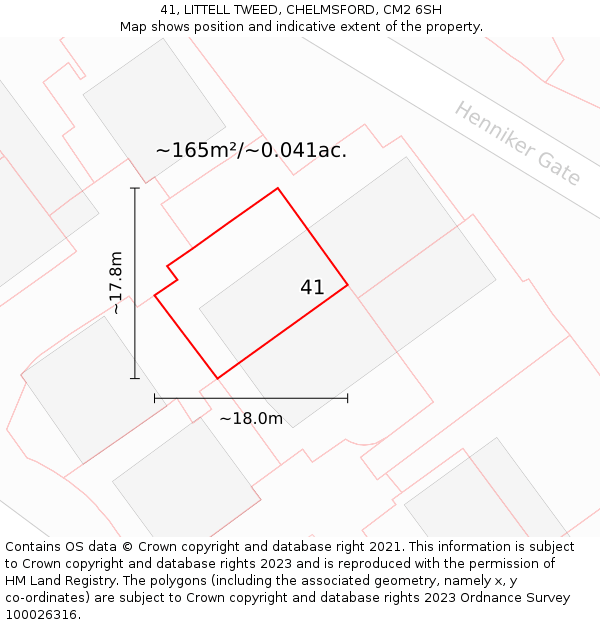 41, LITTELL TWEED, CHELMSFORD, CM2 6SH: Plot and title map