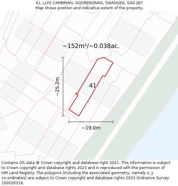 41, LLYS CAMBRIAN, GODRERGRAIG, SWANSEA, SA9 2EY: Plot and title map